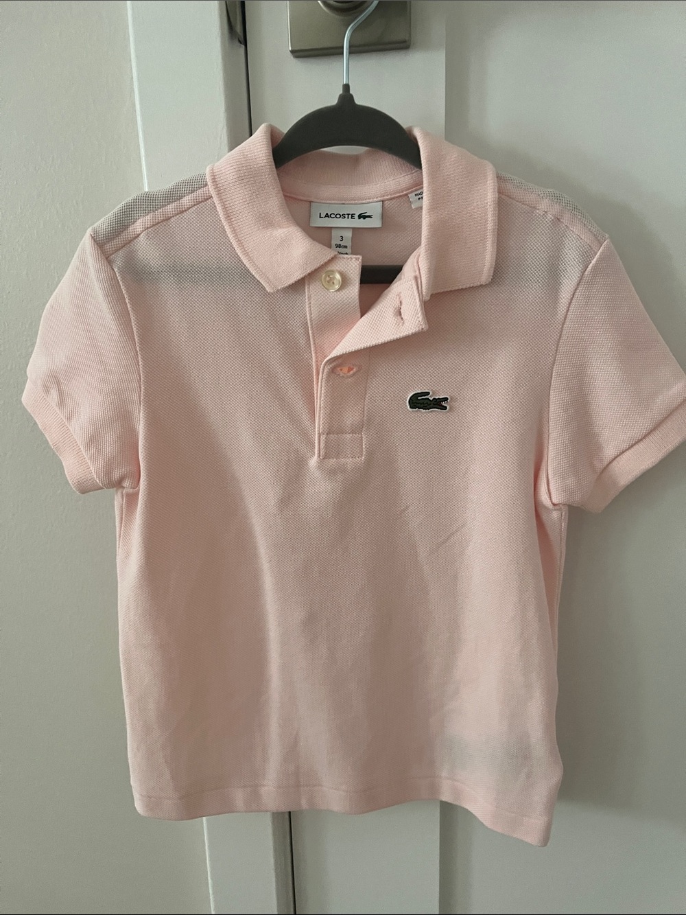 Lacoste Kids Short-Sleeve Polo in Light Pink